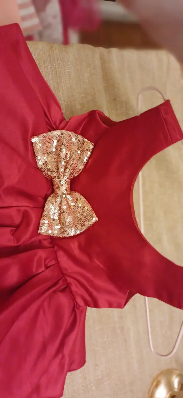 Vestido rojo de fiesta para niña con lazo - 2