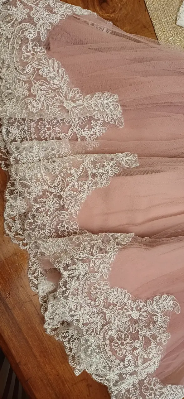 Vestido de encaje para niña con lazo rosa - 2
