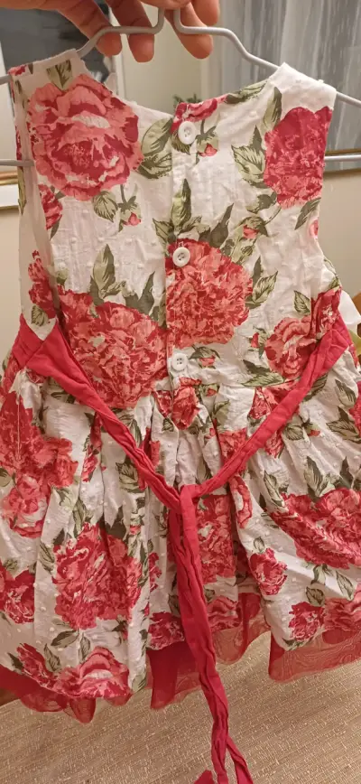 Vestido infantil floral con detalles en rosa - miniatura 3