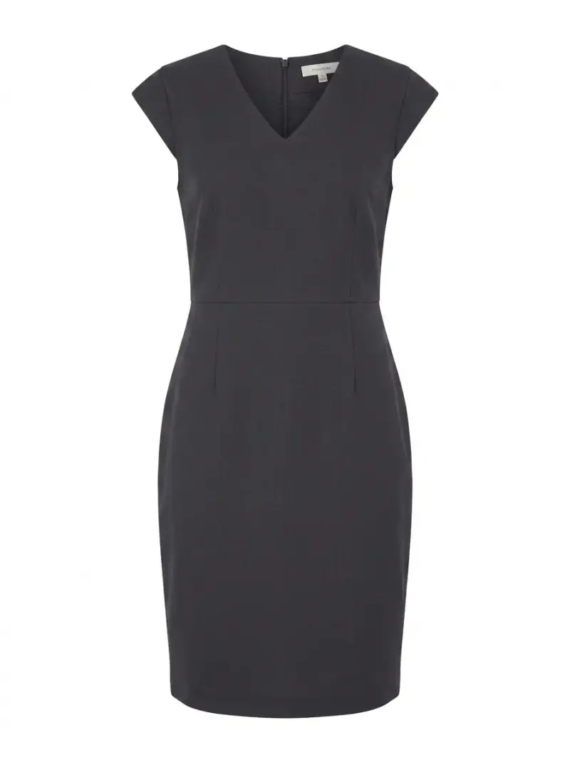 Vestido formal azul oscuro con escote en V