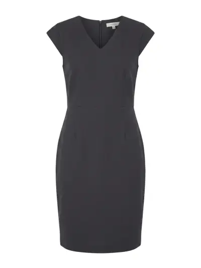 Vestido formal azul oscuro con escote en V - miniatura 1