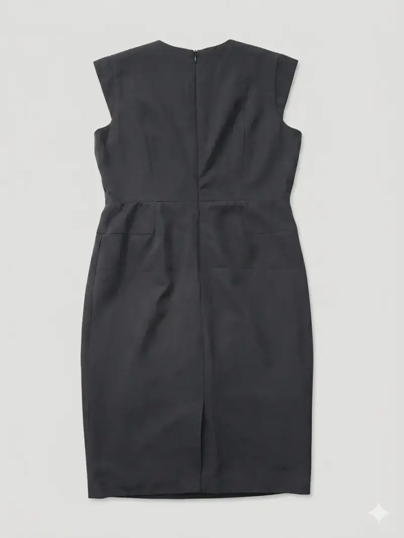 Vestido formal azul oscuro con escote en V - 2