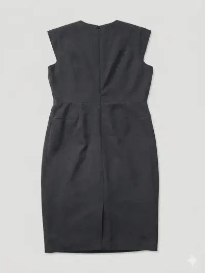 Vestido formal azul oscuro con escote en V - miniatura 2