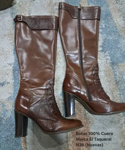 Botas de cuero marrón El Taqueral talla 36 - miniatura 1