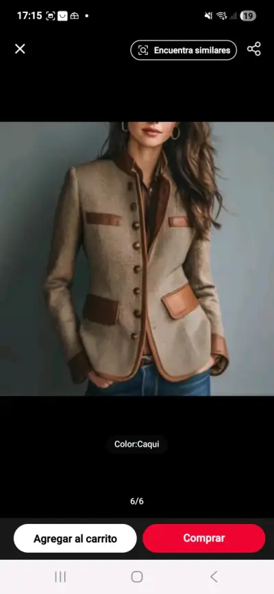 Chaqueta vintage estilo francés caqui - miniatura 2