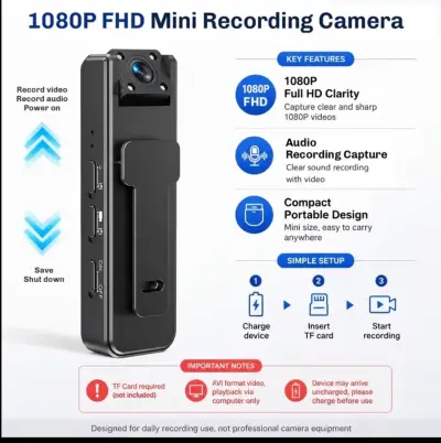 Cámara mini grabadora 1080P FHD portátil - miniatura 1