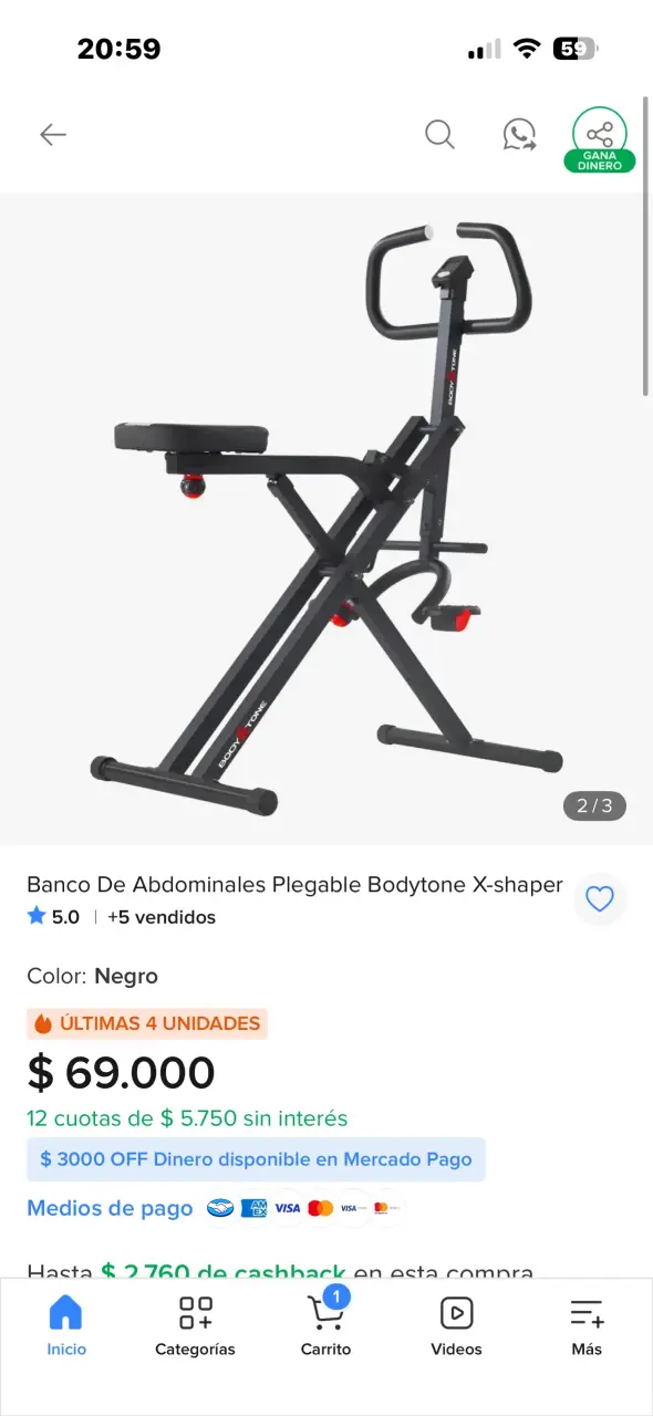Máquina de ejercicios Bodytone plegable - 2