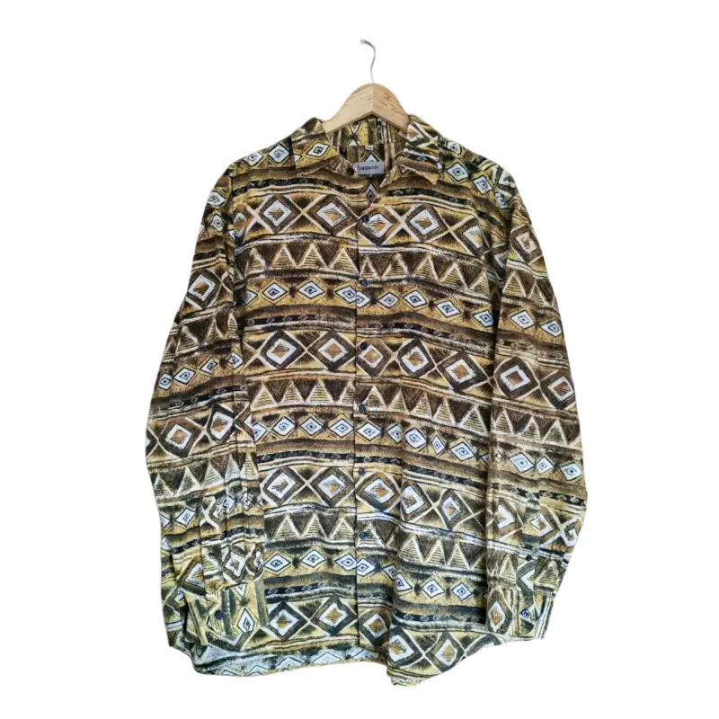 Camisa estampada geométrica de hombre