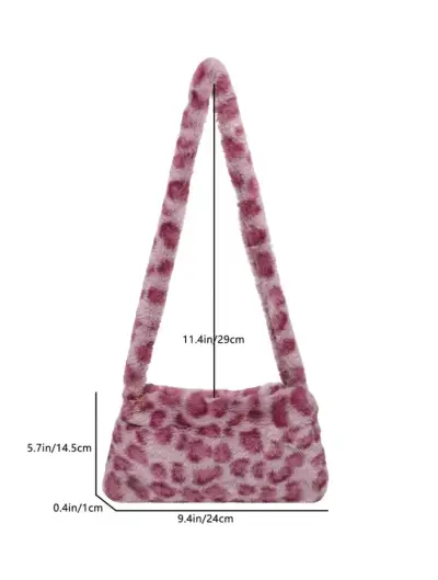 Bolso de hombro peludo rosa estampado - miniatura 3