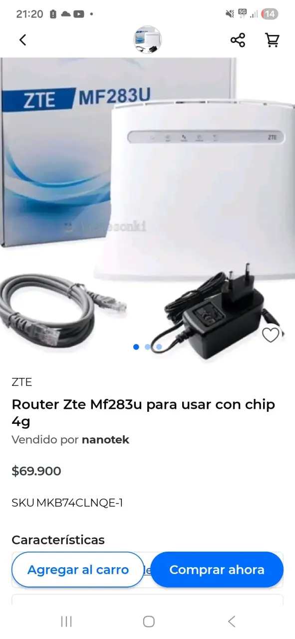 Router 4G LTE MF283u de ZTE blanco con adaptador - 2