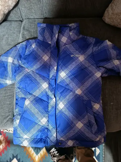 Chaqueta Columbia azul a cuadros para invierno - miniatura 1
