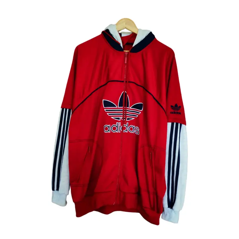 Polerón Adidas rojo con capucha - 1