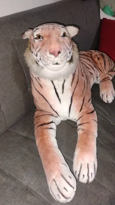 Tigre de peluche grande realista - miniatura 1