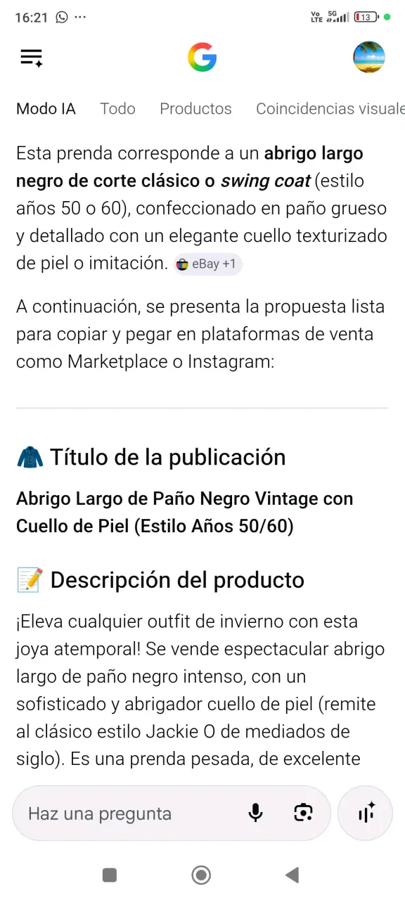 Abrigo negro con cuello de piel sintética - 3