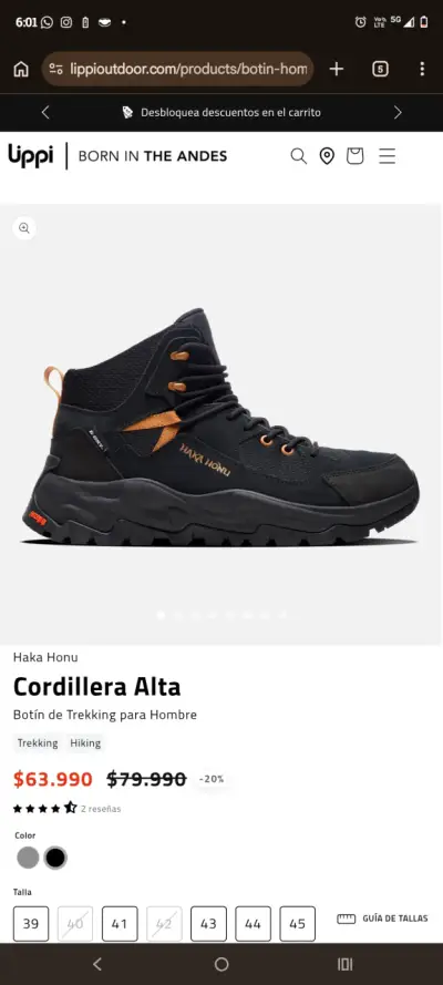 Botines Hombre Hakahonu Cordillera Negros Talla 39 - miniatura 3