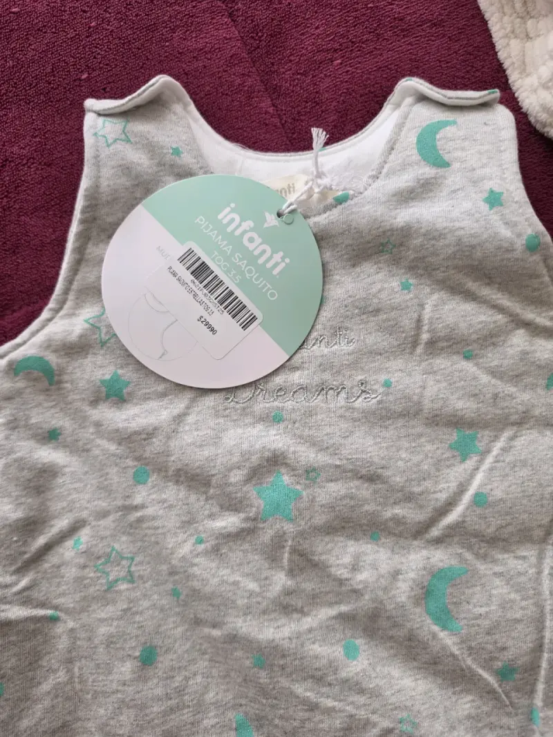 Saco de dormir infantil gris con estrellas - 4