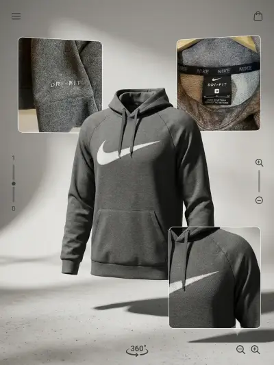 Polerón Nike Dri-Fit gris con capucha - miniatura 1