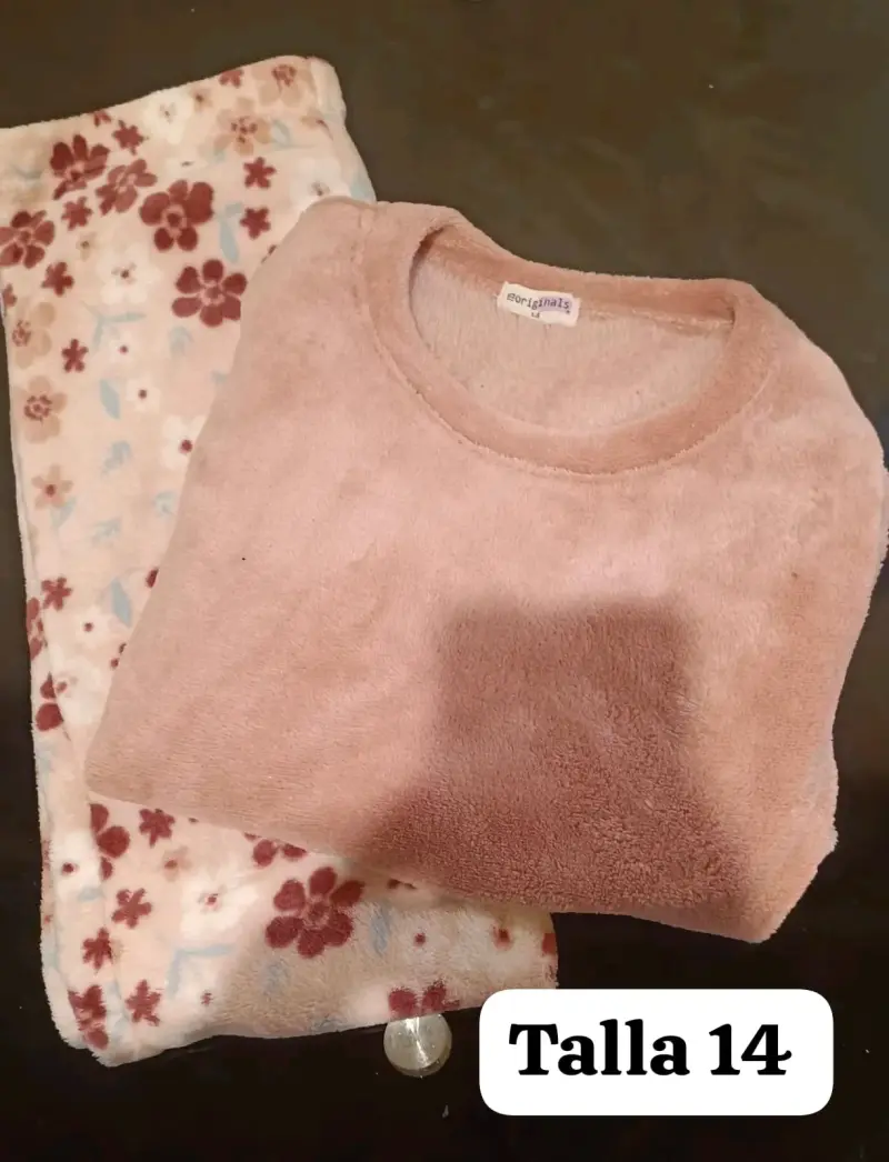 Pijama de niña talla 14 floral y rosado - 4