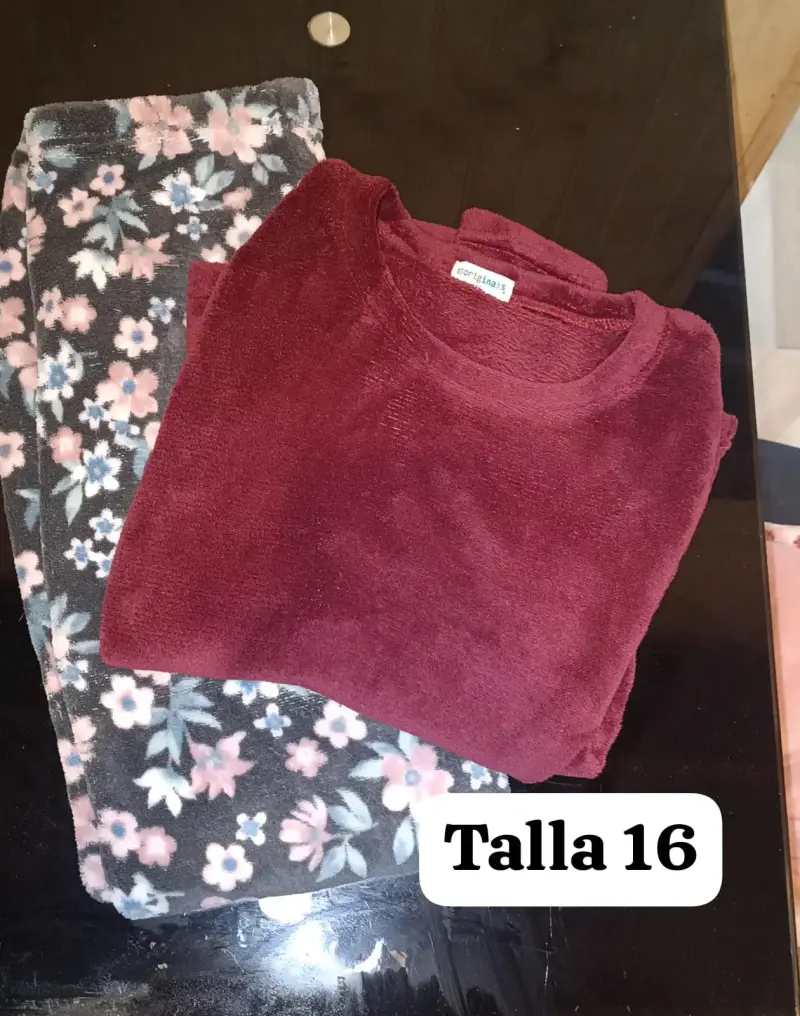 Pijama de niña talla 14 floral y rosado - 5