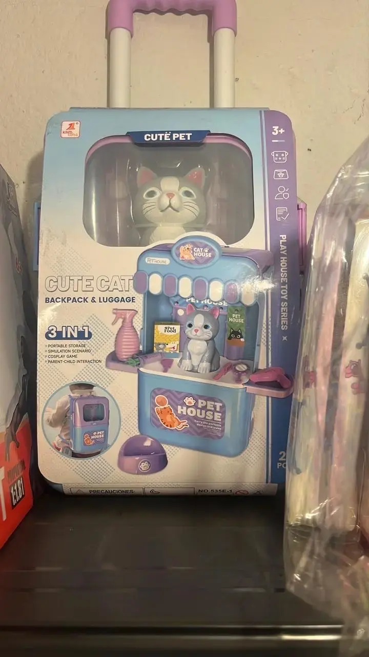 Maleta y mochila de juguete Cute Cat 3 en 1