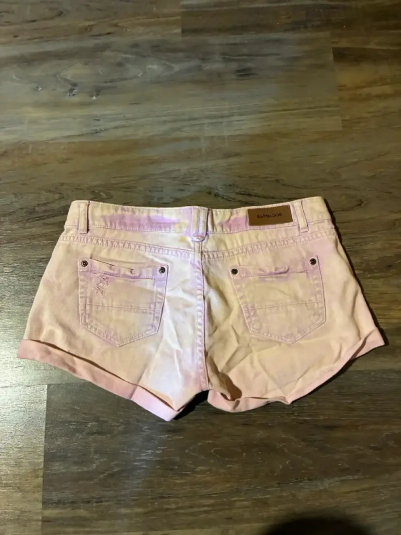 Shorts de mezclilla rosados desgastados talla 40 - 3