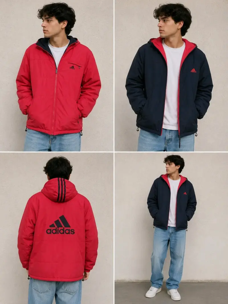 Chaqueta deportiva Adidas azul con capucha - 3
