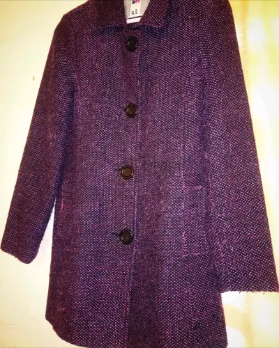 Abrigo de lana morado XL con botones - miniatura 1