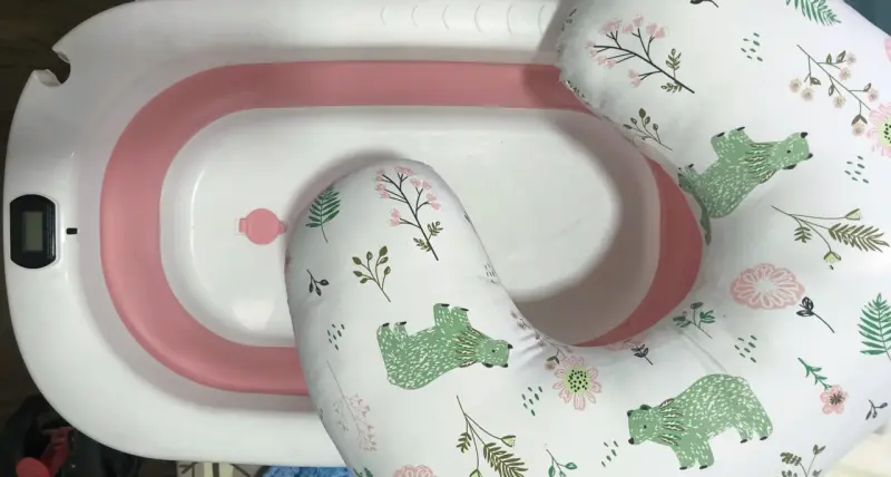 Tina de baño plegable con cojín infantil