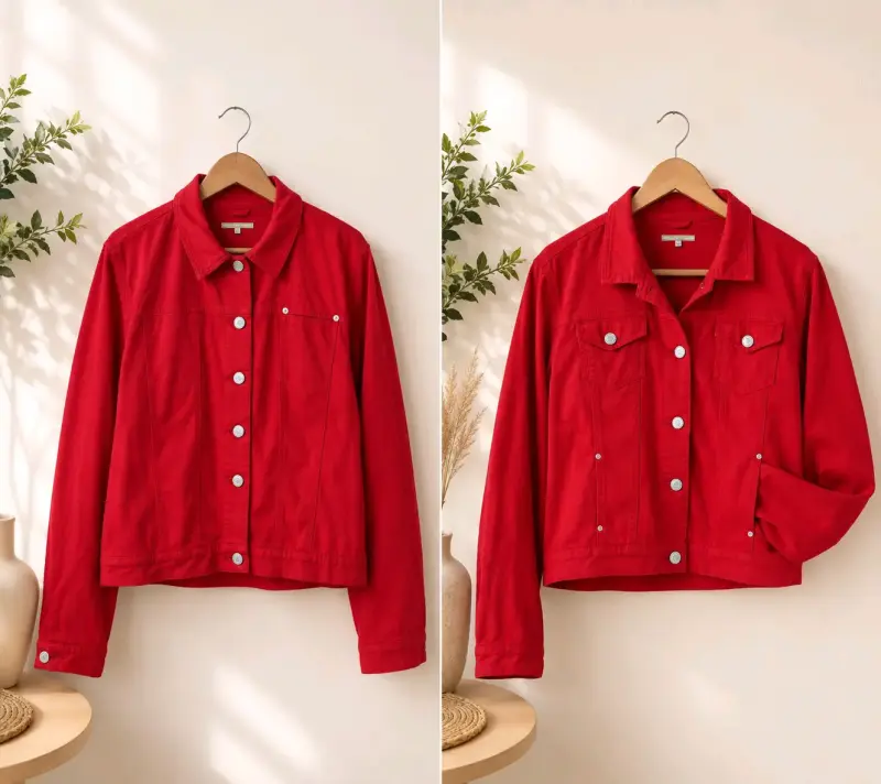 Chaqueta de mezclilla roja para mujer