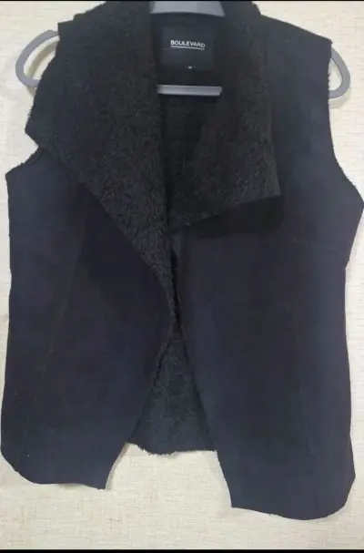 Chaleco sin mangas de piel Boulevard marrón, negro - miniatura 3