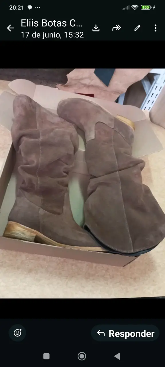Botas de cuero genuino gamuza marrón para mujer