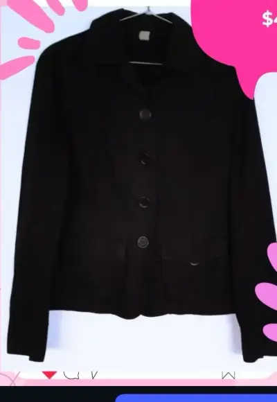 Chaqueta negra de mujer con botones - miniatura 1