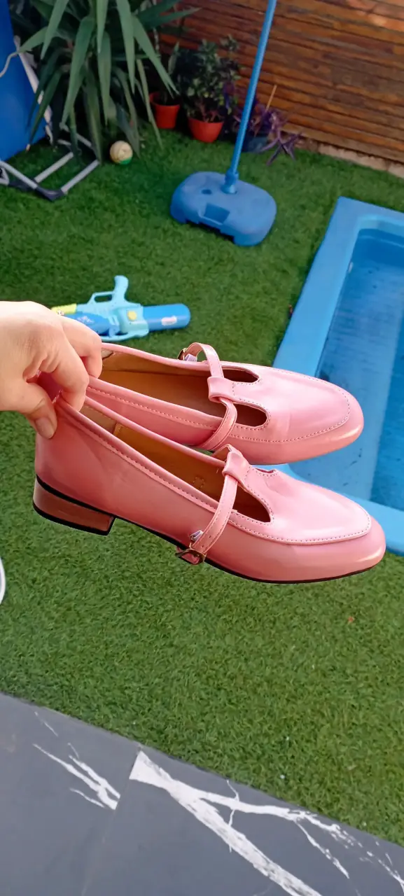 Zapatos planos rosados con hebilla - 3