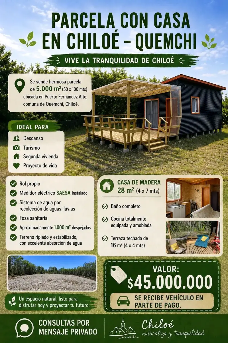 Parcela + casa en Chiloe -Quemchi - 3