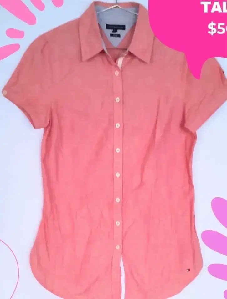 Camisa Tommy Hilfiger coral manga corta - 1