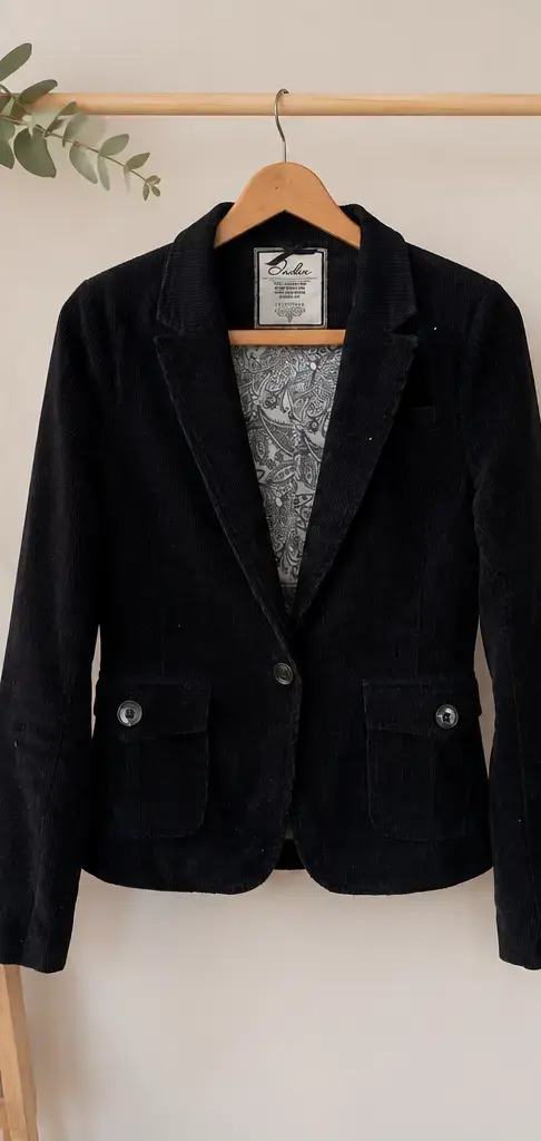 Blazer de pana negro para mujer