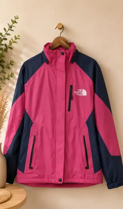 Chaqueta impermeable The North Face rosa y gris - miniatura 1