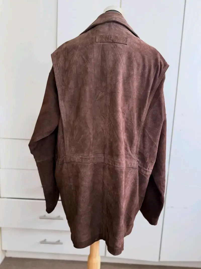 Chaquetón unisex café de cuero vintage - 1
