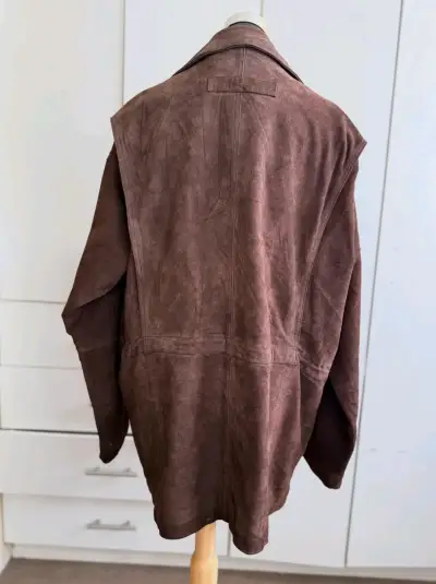 Chaquetón unisex café de cuero vintage - miniatura 1