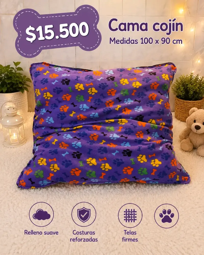 Cama cojín para mascotas 100x90 cm