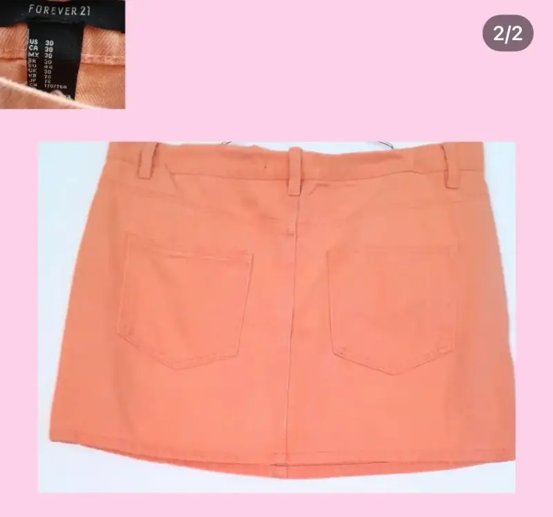 Falda corta de mezclilla color naranja - 2