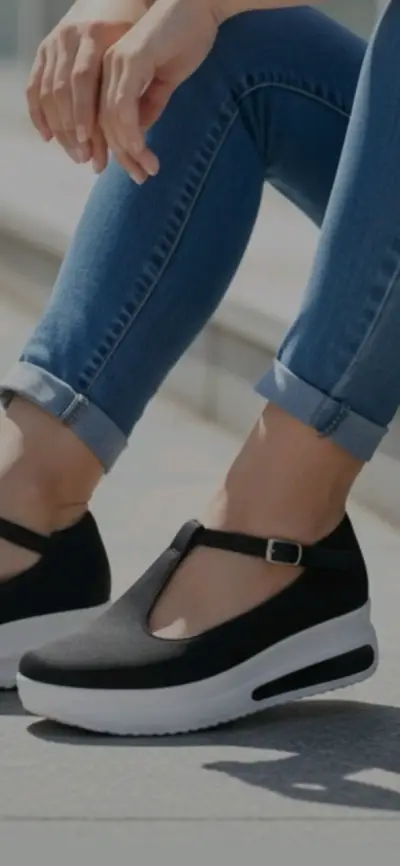 Zapatos planos negros con correa ajustable - miniatura 1