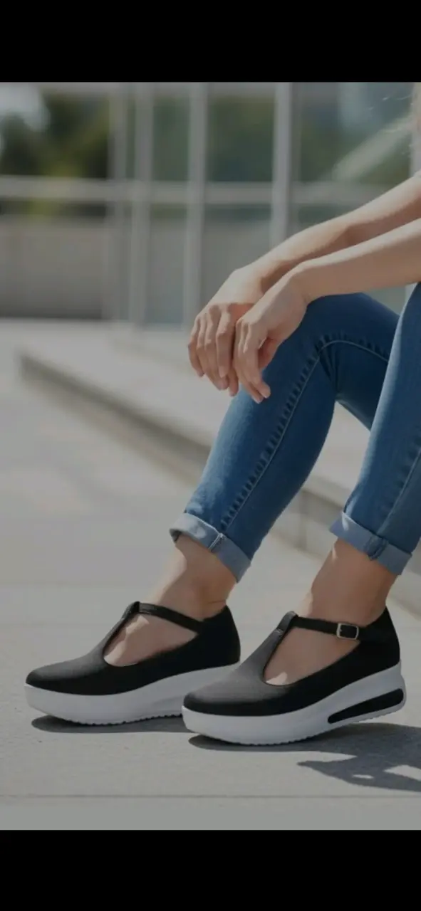 Zapatos planos negros con correa ajustable - 2