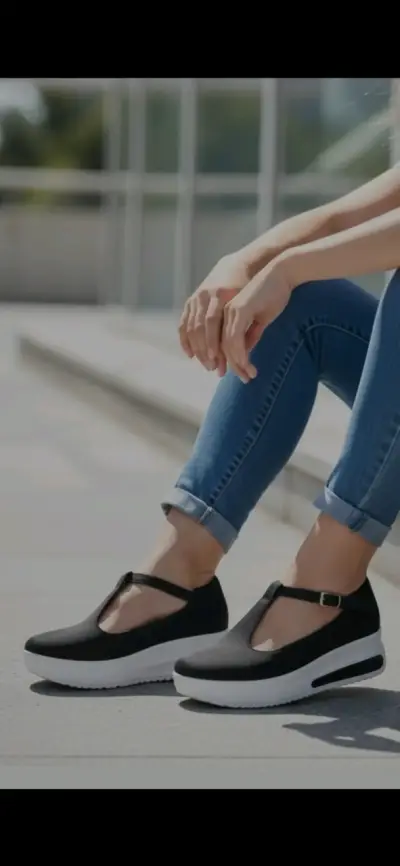 Zapatos planos negros con correa ajustable - miniatura 2
