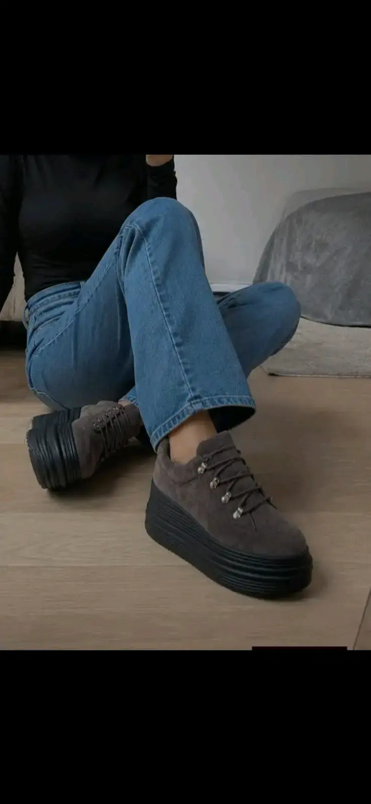 Zapatillas de plataforma gris oscuro - 2