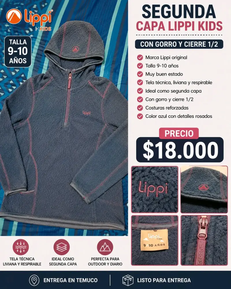 Segunda capa Lippi Kids con gorro y cierre