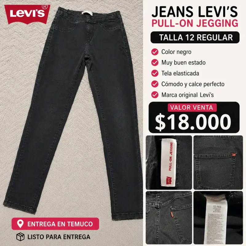 Jeans Levi's Pull-On Jegging Negro Talla 12