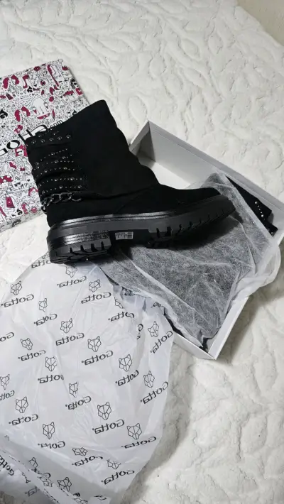 Botines negros de cuero, con tachas, Gotta - miniatura 1