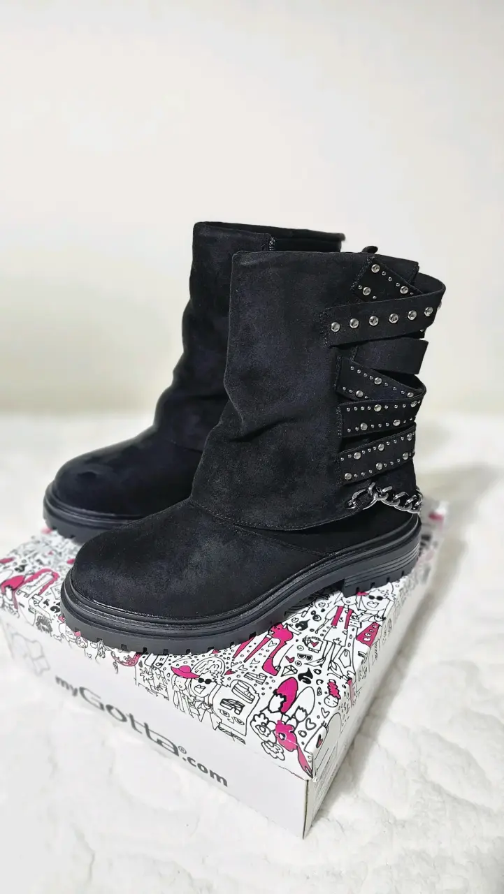 Botines negros de cuero, con tachas, Gotta - 3