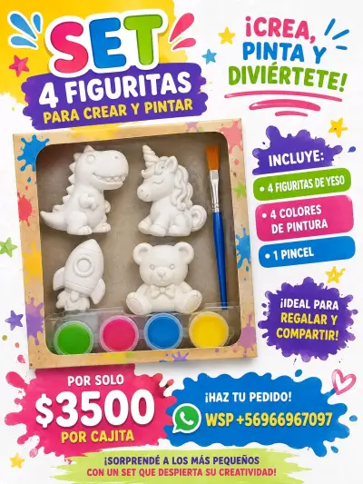 Set de 4 figuritas para pintar - miniatura 1